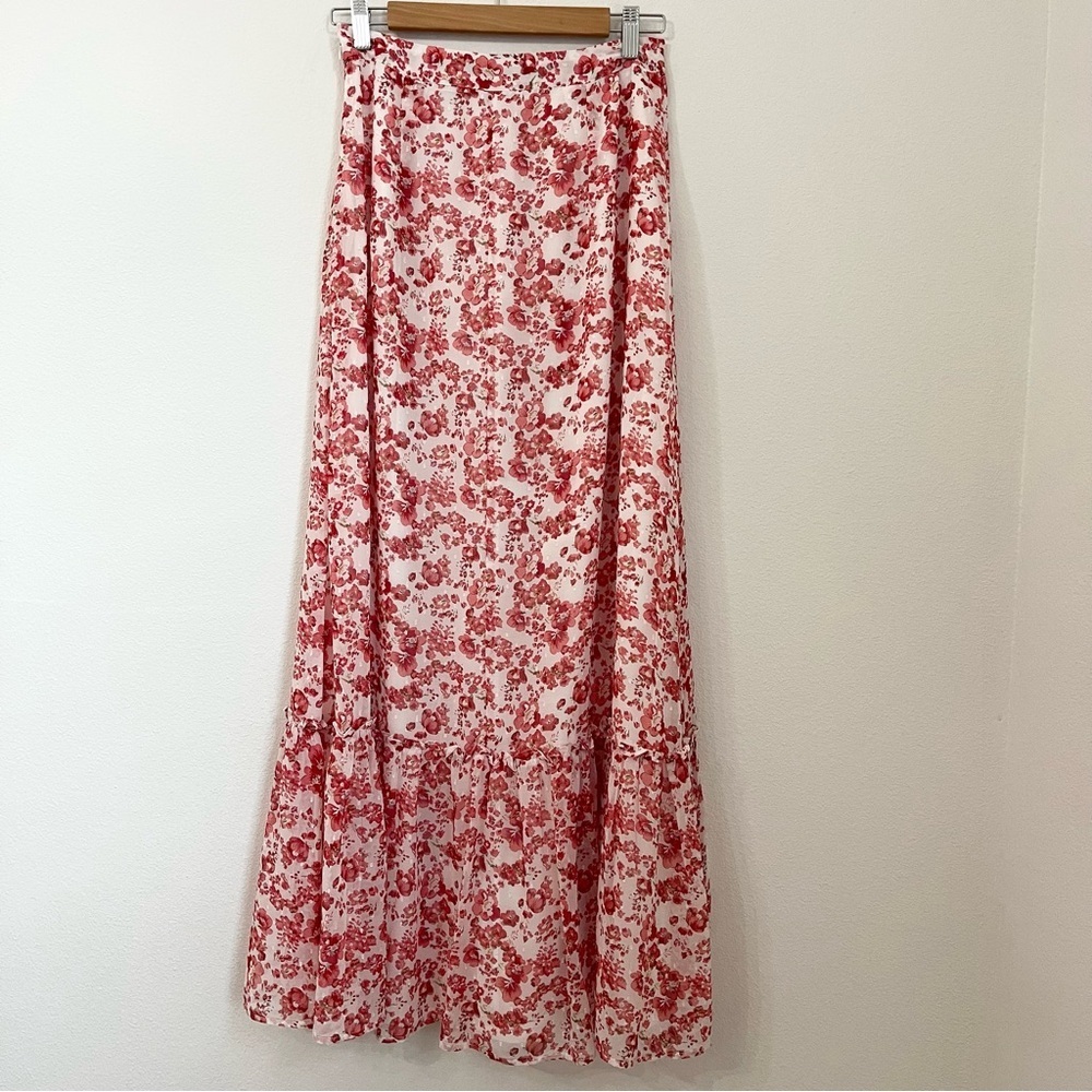 Lulus Sweetly Blooming Ivory Floral Print Tiered Maxi Skirt Size S - Picture 9 of 11